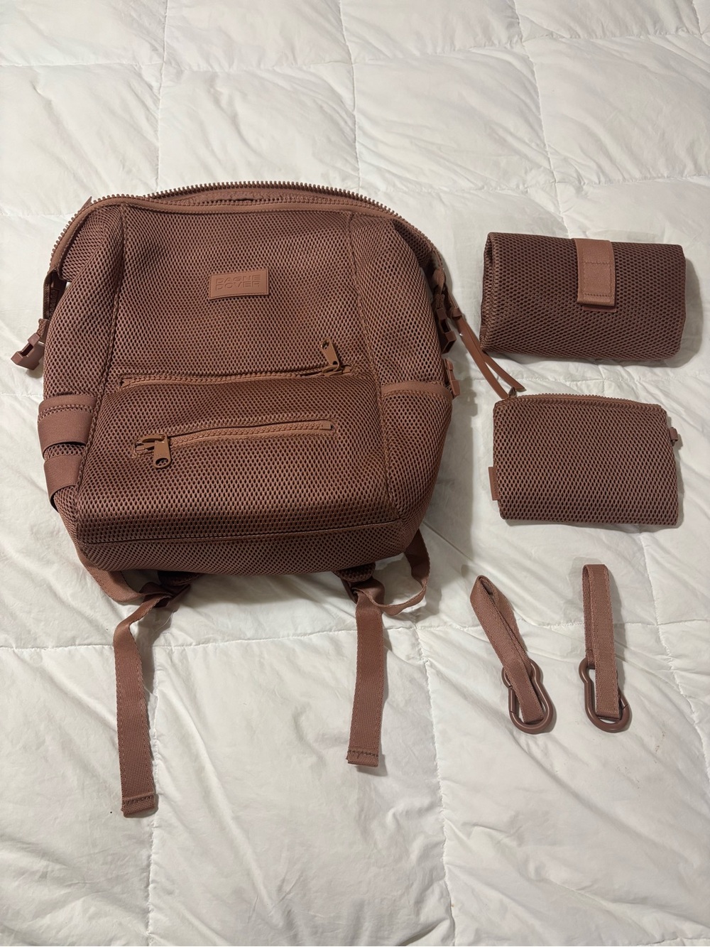 Dagne Dover Mesh Baby Bag Backpack Set in Dusty Rose Brown